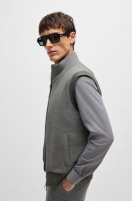 Regular-fit gilet with brushed-flannel front, Grey