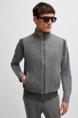 Chaleco regular fit con parte delantera de franela cepillada, Gris