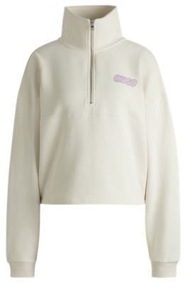 Hugo Boss Cotton-terry Sweatshirt With Seasonal Logo Graphics In White