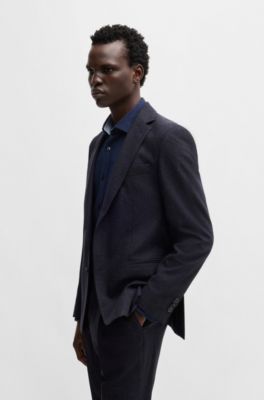 Camisa slim fit en punto de algod&oacute;n el&aacute;stico, Azul oscuro