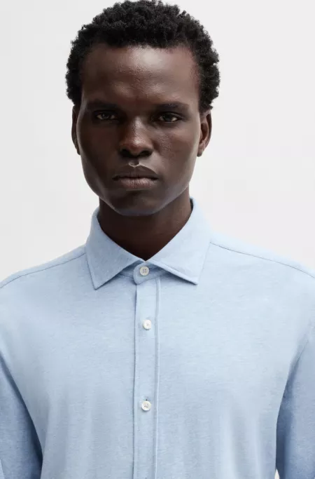 Slim-fit shirt in stretch-cotton jersey