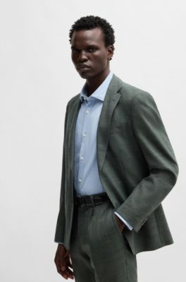 Camisa slim fit en punto de algod&oacute;n el&aacute;stico, Celeste