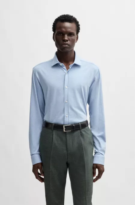 Slim-fit shirt in stretch-cotton jersey