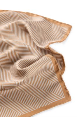 Pocket square in pure silk with double print, Light Grey