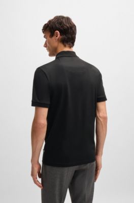 Polo de algod&oacute;n mercerizado con monograma Double B, Negro