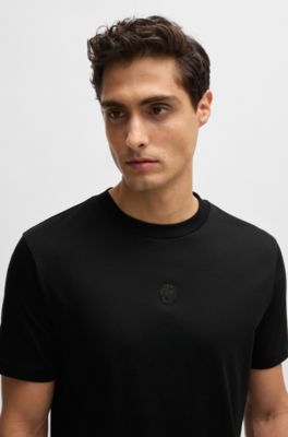 Mercerized-cotton T-shirt with Double B monogram, Black