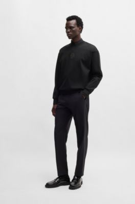 Cotton sweatshirt in relaxed fit with Double B monogram, Black