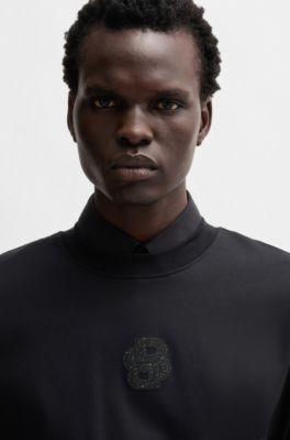 Cotton sweatshirt in relaxed fit with Double B monogram, Black