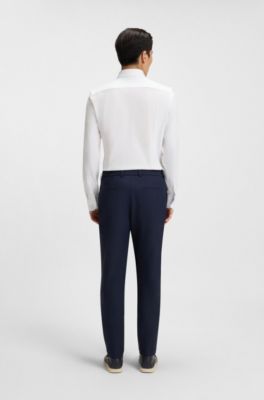 Camisa slim fit en punto piqu&eacute; de algod&oacute;n, Blanco