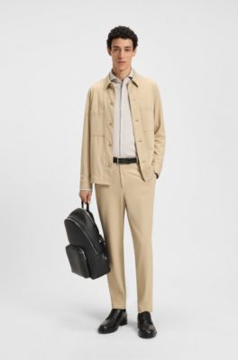 Camisa slim fit en punto piqu&eacute; de algod&oacute;n, Beige claro