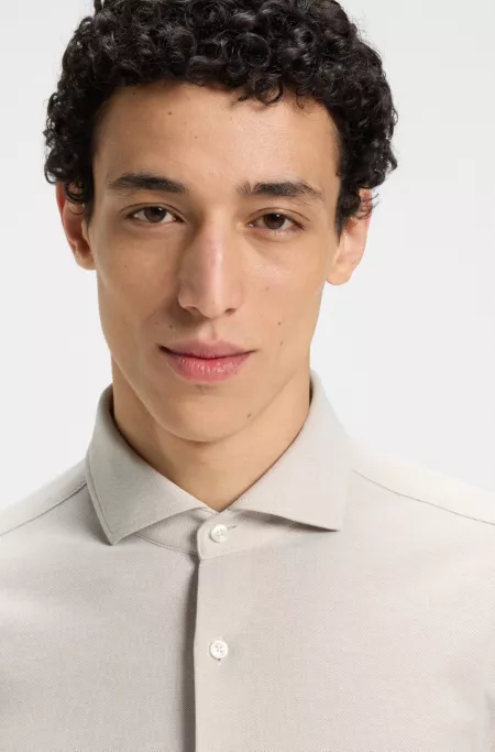 Slim-fit shirt in cotton-piqué jersey