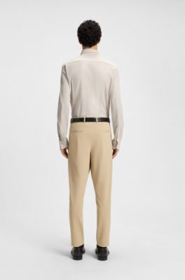 Camisa slim fit en punto piqu&eacute; de algod&oacute;n, Beige claro