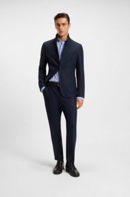 Slim-fit shirt in cotton-piqu&eacute; jersey, Light Blue