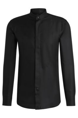 Slim-fit shirt in finest Italian-made silk, Black