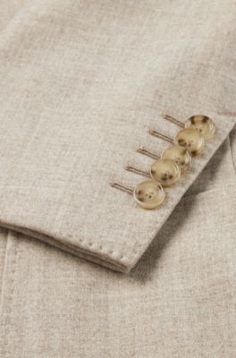 Slim-fit suit in wool and bison hair, Light Beige