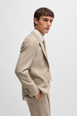 Slim-fit suit in wool and bison hair, Light Beige