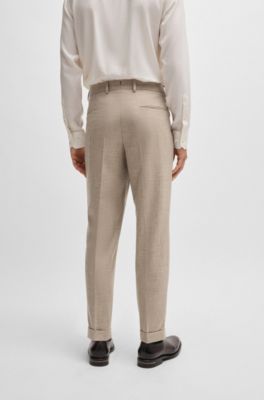 Slim-fit suit in wool and bison hair, Light Beige