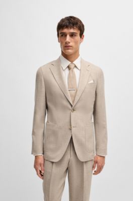 Slim-fit suit in wool and bison hair, Light Beige