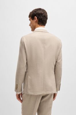 Slim-fit suit in wool and bison hair, Light Beige