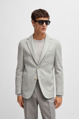 Chaqueta slim fit de punto el&aacute;stico con microestampado, Plata