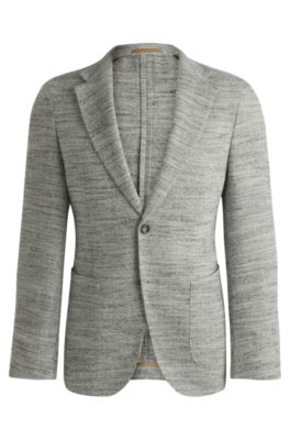 Hugo Boss Slim-fit Jacket In A Herringbone Alpaca Blend In White