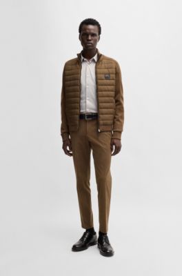 Slim-fit shirt in patterned performance fabric, Light Green