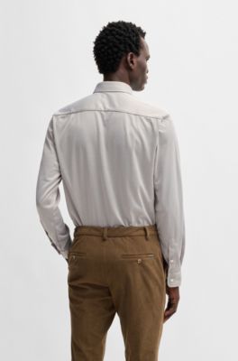 Slim-fit shirt in patterned performance fabric, Light Green