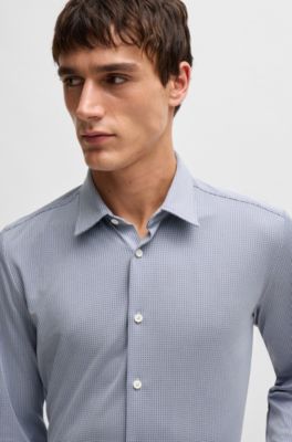 Slim-fit shirt patterned performance fabric