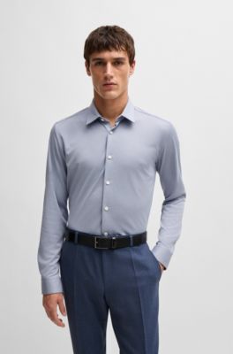 Chemise Slim en tissu performant &agrave; motif, bleu clair
