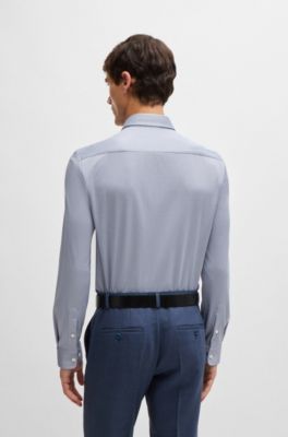Slim-fit shirt patterned performance fabric