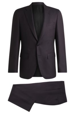 Hugo Boss Boss Notched Lapel Padded Shoulder Jacket With Eyelet Design In Dark Purple