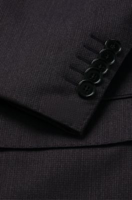 Slim-fit suit in wool and silk, Dark Purple