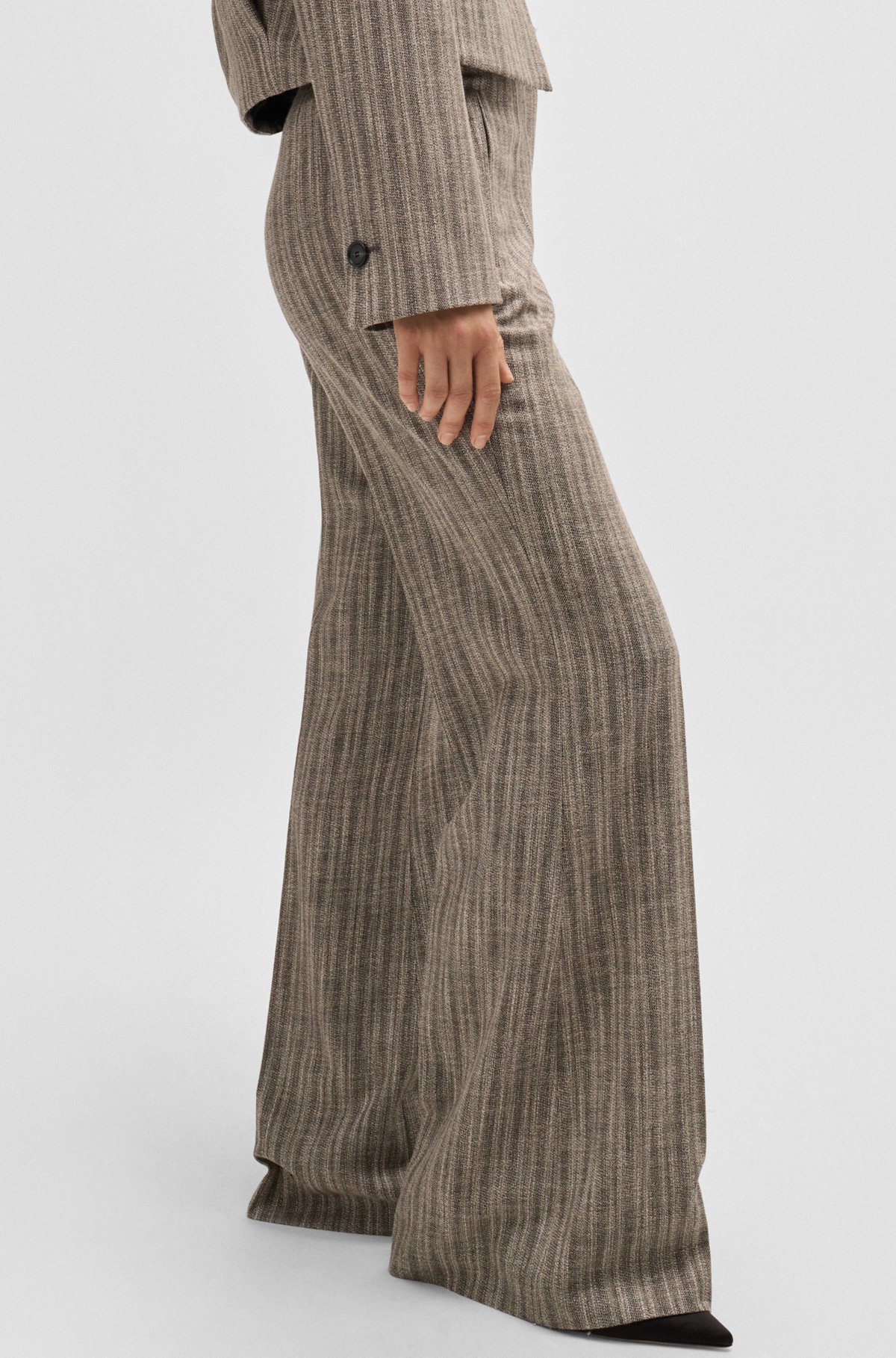 BOSS - Regular-fit trousers in striped stretch cloth - Patterned BOSS - Regular-fit trousers in striped stretch cloth - Patterned