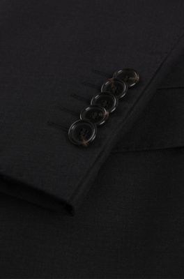 Costume Slim en laine vierge &agrave; carreaux, Gris chin&eacute;