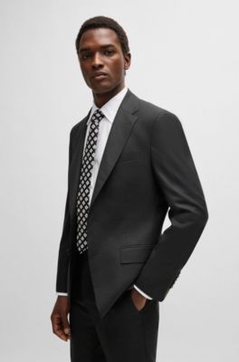 Costume Slim en laine vierge &agrave; carreaux, Gris chin&eacute;