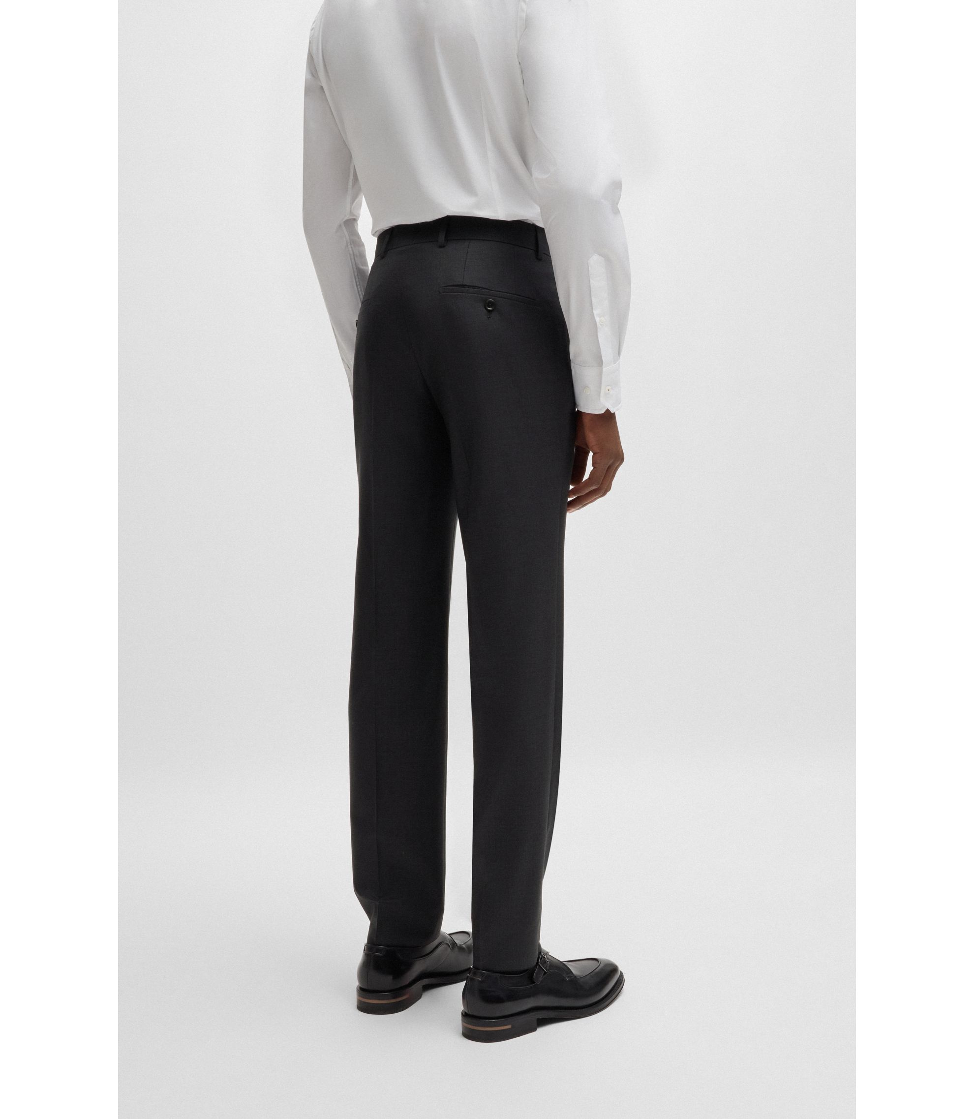 BOSS - Slim-fit suit in checked wool - Light Grey