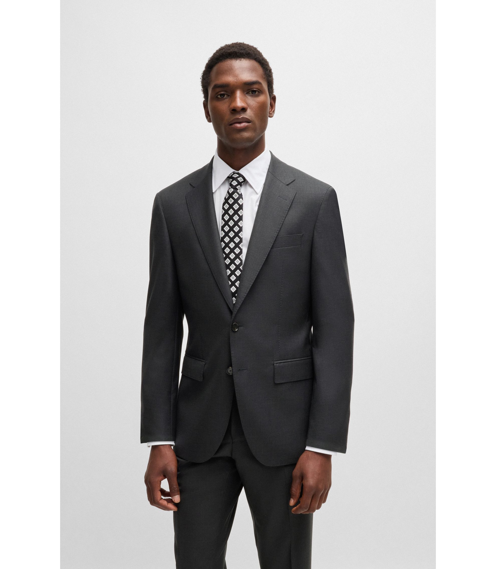 スーツ 25ssAURALEE LIGHTCOTTONWOOL VIYELLACARGO BOSS - Tailored blazer in stretch-wool sharkskin - Light Beige