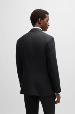 Costume Slim en laine vierge &agrave; carreaux, Gris chin&eacute;