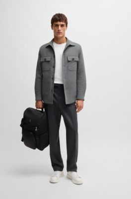 Sobrecamisa relaxed fit en franela cepillada y acolchada, Plata