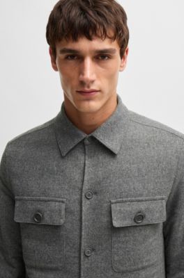 Sobrecamisa relaxed fit en franela cepillada y acolchada, Plata