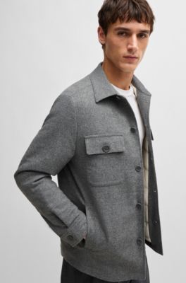 Sobrecamisa relaxed fit en franela cepillada y acolchada, Plata