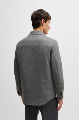 Sobrecamisa relaxed fit en franela cepillada y acolchada, Plata