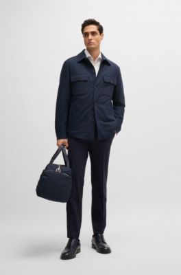 Sobrecamisa relaxed fit en franela cepillada y acolchada, Azul oscuro