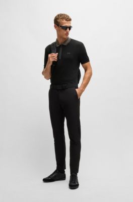 Interlock-cotton regular-fit polo shirt with logo detail, Black