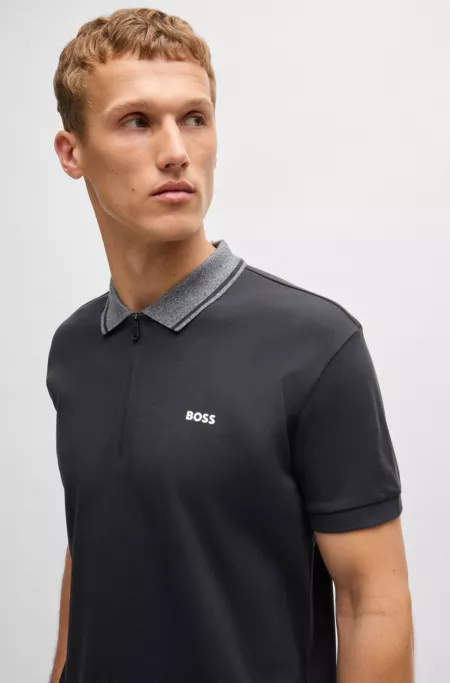 Interlock-cotton regular-fit polo shirt with logo detail