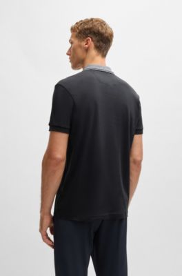 Interlock-cotton regular-fit polo shirt with logo detail, Dark Blue