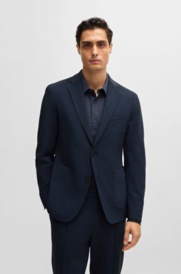 Slim-fit jacket in micro-patterned performance-stretch fabric, Dark Blue
