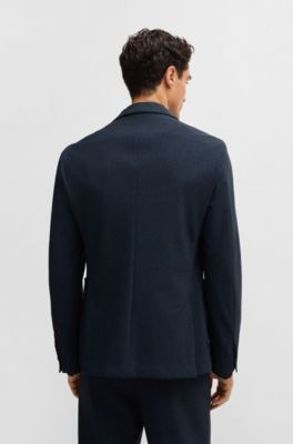 Slim-fit jacket in micro-patterned performance-stretch fabric, Dark Blue