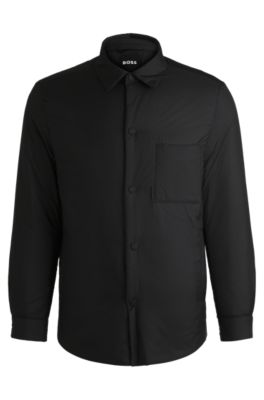 Hugo Boss Relaxed-fit Padded Overshirt In Water-repellent Fabric In Black