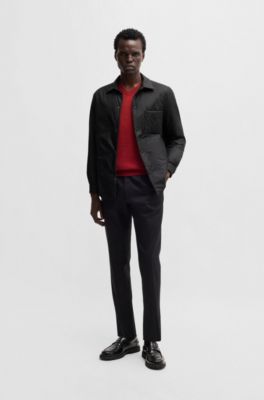 Relaxed-fit padded overshirt in water-repellent fabric, Black